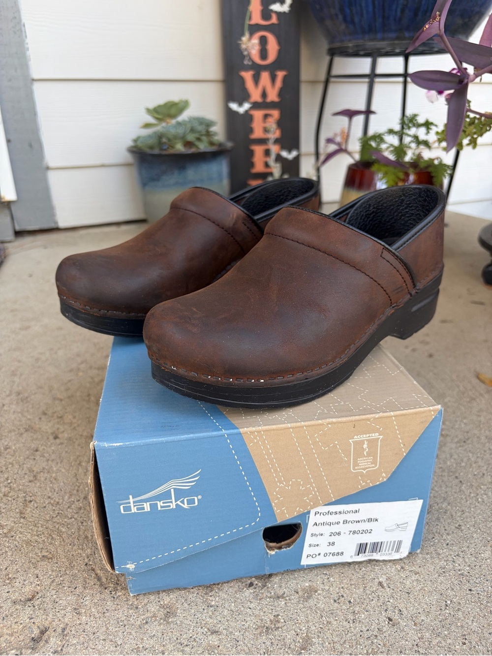 Dansko Antique Brown Leather Clogs